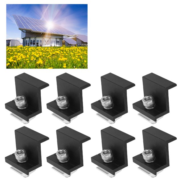 12Pcs Solar Panel End Clamp, Aluminum Solar Rail End Clamps, Aluminum Alloy Solar Panel Mounting Z Brackets Clamp, PV Mounting Bracket Solar Panel Z Clips for Mounting Solar Panels