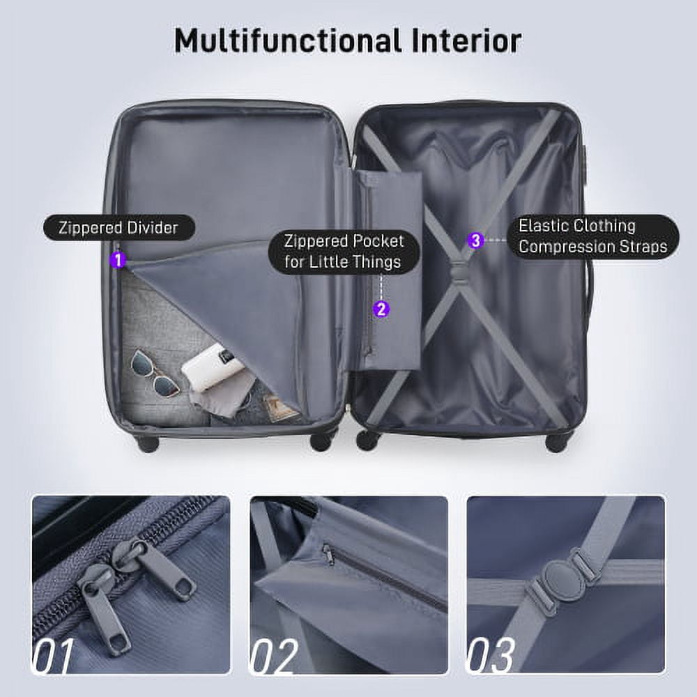 3 Piece Traveling Hardside Value Luggage Set, 24" Checked Luggage, 20" Carry-on Luggage and 16" Duffel, Black