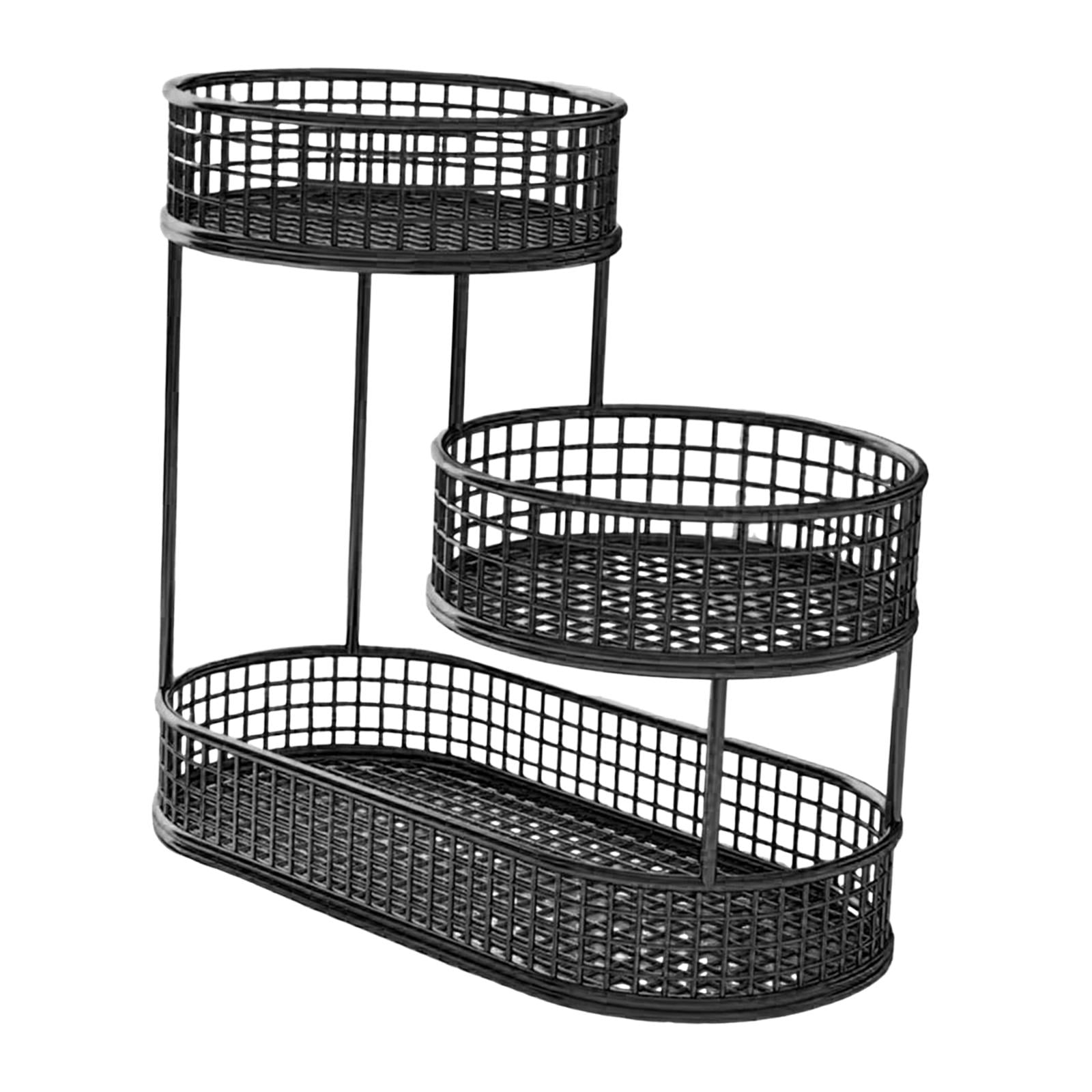 Baoblaze Metal Fruit Basket Serving Stand Wrought Iron Fruit Stand Large Capacity Counter Space Saver Fruits Stand Holder Serving Bowl black