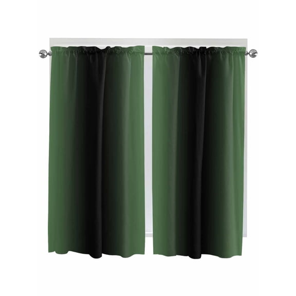 Living Room Curtains 72 Inches length, Green Black Ombre Window Treatment Curtain Drapes, Modern Gradient Abstract Art Light Filtering Drapes for Bedroom Laundry Room, 52"x72", 2 Panels