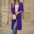 thumbnail image 7 of Oksale Velvet Trench Coat for Women Casual Open Front Cardigan Full Length Overcoat Loose Long Sleeve Outerwear Soft Comfortbale Fall Jackets Purple S, 7 of 7