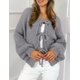 thumbnail image 4 of Suéter PRETTYGARDEN con Lazo Frontal, Tejido Grueso, Gris XL, 4 of 8