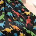thumbnail image 3 of Black Cartoon Dinosaurs Colorful Leaves Pattern Blanket,Comfortable Soft Flannel Throw Blanket,All Season,Warm Lightweight Blankets for Sofa Bed Couch Living Room Chair,30"x40", 3 of 4