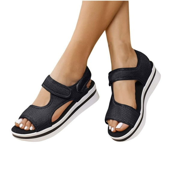 THDHVS Womens Sandals Comfortable,Sandals for Women,Fashion Casual Color Matching Spring and Summer Breathable Thick-Soled Sandals Black 7