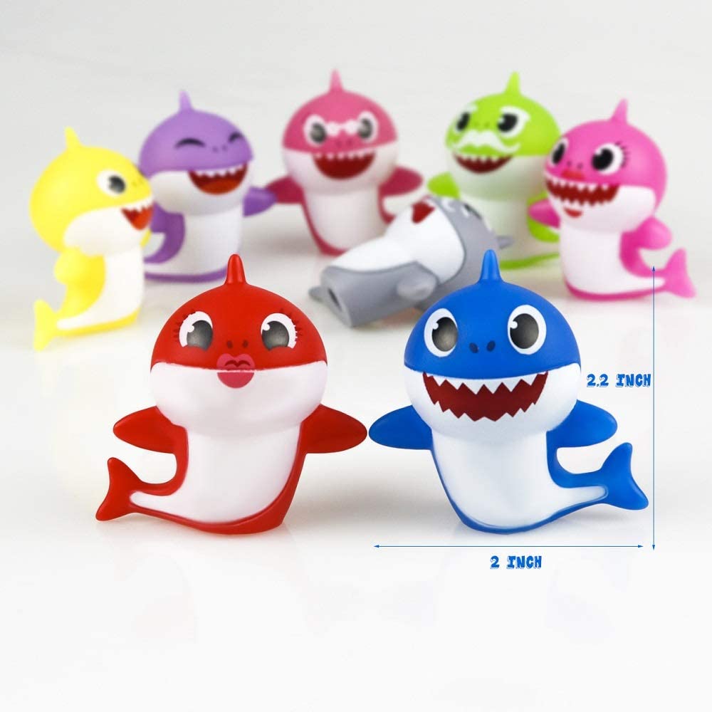 8 Pack Shark Birthday Cake Toppers - Little Baby Shark Cake Decorations for Kids Shark Theme Birthday Party Baby Shower