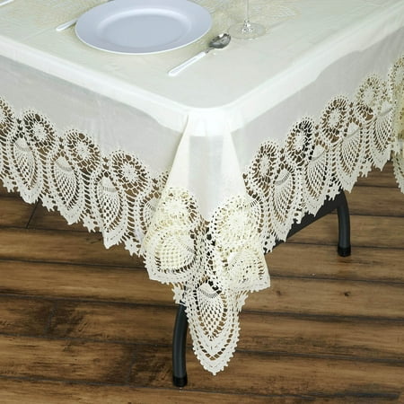 Vinyl Lace Tablecloth Efavormart 0.6 mil Thick Lace Vinyl Eco-Friendly Tablecloth Protector Cover for Kitchen Dining Catering Wedding Birthday Party ()