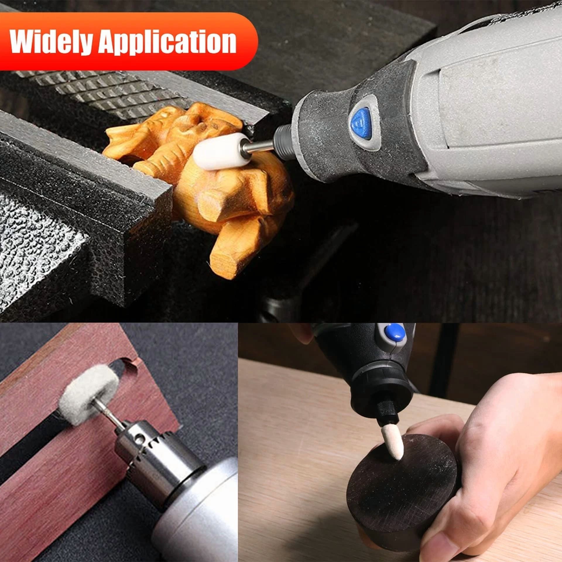 129X Wool Felt Buffing Polishing Pads Wheel Set For Dremel Grinder Accessories