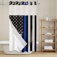 thumbnail image 6 of No Hook Shower Curtain with Snap in Liner, Thin Blue Line American Flag Waterproof Fabric Bathroom Curtain Mesh Top Window, Black White Stars Stripes Shower Curtains 36x72in, 6 of 9