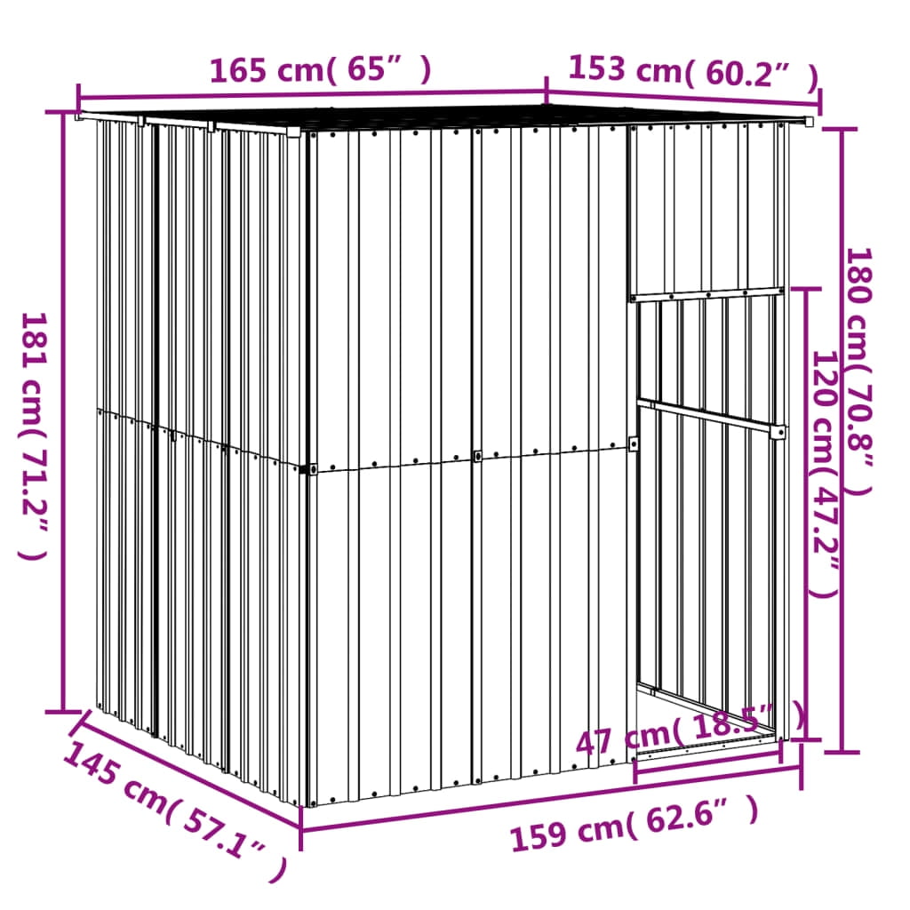 vidaXL Dog House Outdoor Dog Kennel Cage Shelter with Roof Galvanized Steel