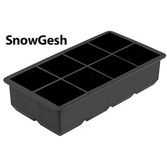 SnowGesh Good Grips Silicone Stackable Ice Cube Tray with Lid - Large Cube, Black