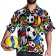 thumbnail image 4 of Football Men's Short Sleeve Poplin Shirt, Casual Printed Button Down Top for Summer Beach, Spread Collar Unisex Beach Shirt, 4 of 6