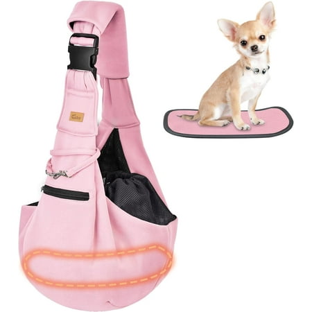 CUBY Dog and Cat Sling Carrier - Hands Free Reversible Pet Papoose Bag - Soft Pouch and Tote Design - Suitable for Puppy  Small Dogs Cats Outdoor (Pink Senior  Adjust strap 2.0)