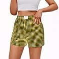 thumbnail image 2 of Wowcloth Fashion Women's Summer Elastic Waist Plaid Shorts with Pockets & Buttons, Comfortable Casual Solid-Like Cotton-Linen Pants, 2 of 7
