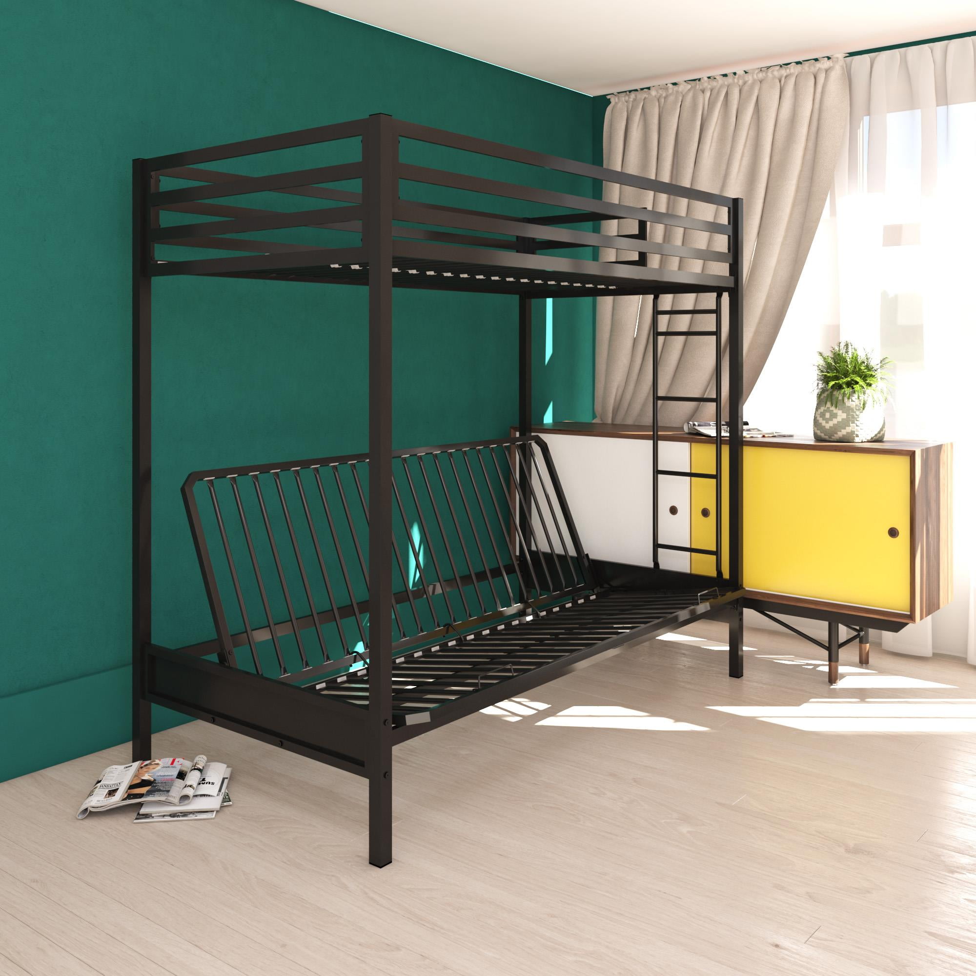Dhp Miles Twin Over Futon Metal Bunk, Metal Bunk Bed Frame With Futon Instructions