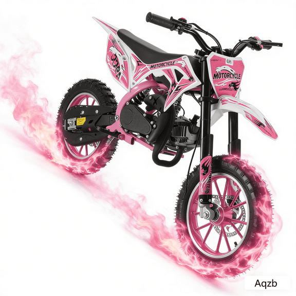Aqzb 49cc Kids Dirt Bike,Dirt Bike Dirt Bikes for Kids 6-12 Gas Power Motocross Off Road Mini Motorcycle Children Pocket Motorbike with 2-Stoke Front/Rear Disc Brakes Pink