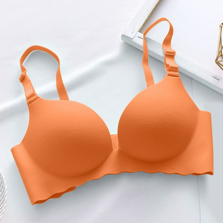 adviicd Push Up Bras for Women Women's Cloud 9 Super Soft Wireless Lightly  Lined Comfort Bra Orange 36