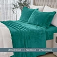 thumbnail image 3 of Elegant Comfort 4-Piece Velvet Plush Flannel Sheet Set Velvet Flannel Fleece Deep Pocket Sheet Set - Full, Turquoise, 3 of 6