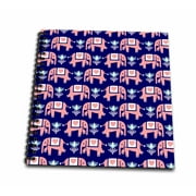 3dRose Pink Elephants on Navy Blue Background - Mini Notepad, 4 by 4-inch