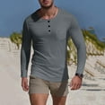thumbnail image 2 of Lopecy-Sta Men's Long Sleeve Shirt with Button Base Shirts for Men Cotton Crew Neck Shirts Casual Lightweight T-Shirt Underwear, 2 of 9
