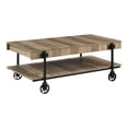 thumbnail image 5 of Hyssop 1-Shelf Wood Coffee Table with Wheels, Rustic Oak and Black, 5 of 10