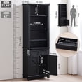 thumbnail image 2 of 72" Tall Black Bookshelf, Farmhouse Modular Bookcase with 4-Tier Adjustable Shelves, Large Storage Cabinet for Home Office, Living Room, Set of 2, 2 of 9