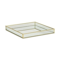 Cheungs 6137GD-L Veldra Gold Square Fluted Glass Tray - Large