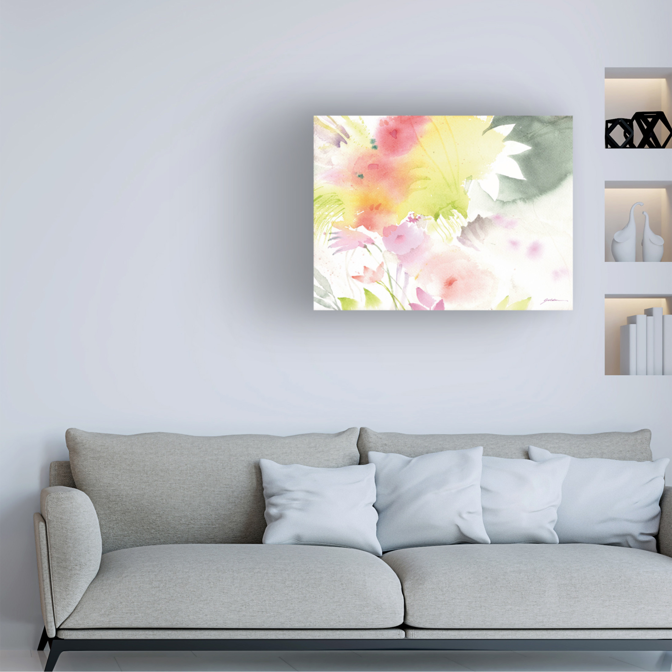Canvas Wall Art - Sheila Golden 'Afternoon Shower' Wall Art for Living Room, Bedroom, or Office Décor by Trademark Fine Art - 47 x 35 Inches