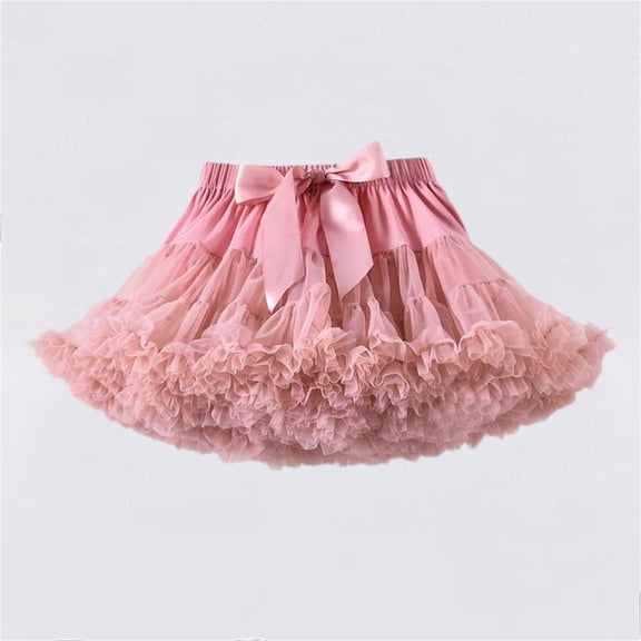 Cethrio Girls Tutu Skirts, Summer Dancing Elastic Waist Casual Mini Skirts Khaki Size 0-10 T