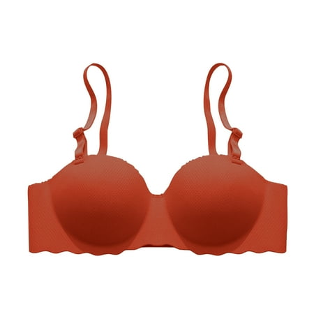 Ndbuld Bras for Women Plus Size Womens Seamless Bra No Underwire Comfort Push Up Bras Soft Bralette Sport Everyday Bra Clearance Under 10 Orange L