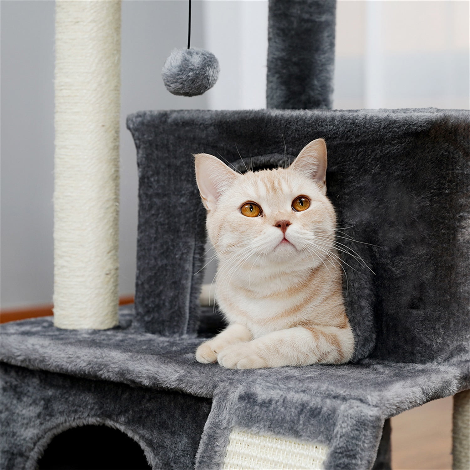 Pefilos Cat Tree for Adult Cats Cat Condo for Outside with Sisal Scratching Posts, Scratching Board, Plush Perch, Cat Tree Tower for Indoor Cats Kitty Kitten Play House, Gray Pefilos Cat Tree for Adult Cats Cat Condo for Outside with Sisal Scratching Posts, Scratching Board, Plush Perch, Cat Tree Tower for Indoor Cats Kitty Kitten Play House, Gray