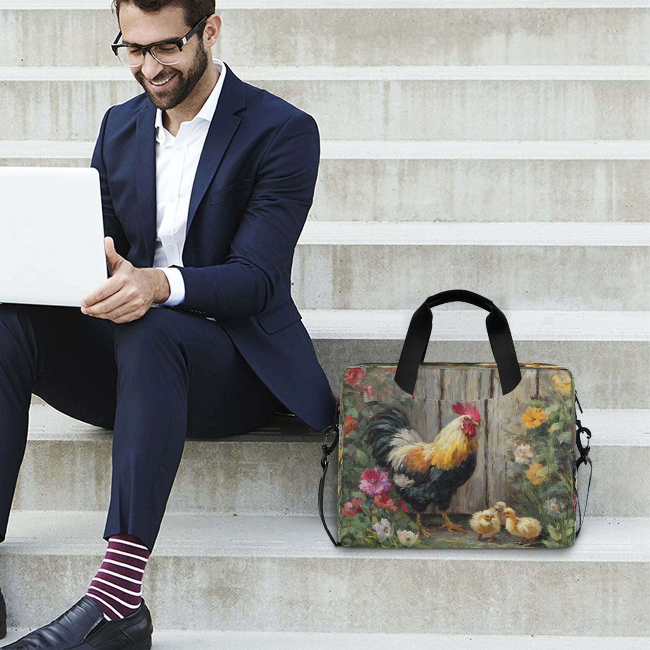 Laptop Bag Laptop Briefcase 15.7 x 3 x 11.8 Inches Laptop Bag Briefcases Laptop Storage Travel Laptop Bag Work Laptop Bag Colorful Big Rooster