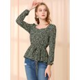 thumbnail image 3 of INSPIRE CHIC Blouse à Manches Longues Florale à Encolure Carrée avec Ceinture pour Femmes, 3 of 6