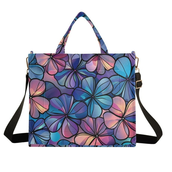 Simple Floral Flowers Corduroy Tote Bag Handbag Large Messenger Bag Shoulder Crossbody Zipper Bag Purse