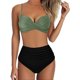 thumbnail image 1 of MKLEKYY Trajes De Baño Mujer Women High Waisted Bikini Sexy Push Up Two Piece Swimsuits Vintage Swimsuit Two Piece Retro Ruched High Waist Print Bikini Set 2748, 1 of 6