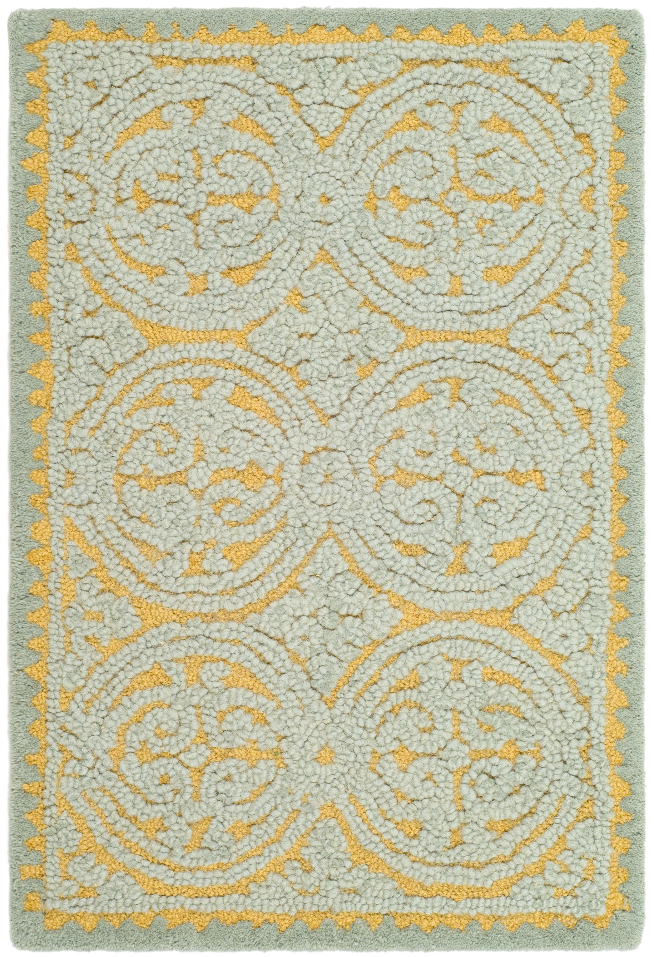 SAFAVIEH Cambridge Jordan Welsh Geometric Wool Area Rug, Blue/Gold, 2' x 3'