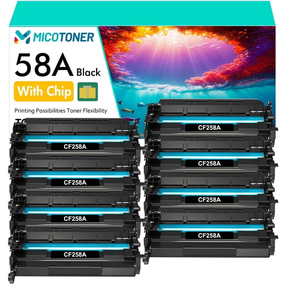 58A Toner Cartridges with Chip Compatible for HP 58A CF258A LaserJet Pro M404n M404dn M428fdw M428fdn M404 M404dw M428 M428dw M406 M430 M304 Printer Ink | 8 * Black