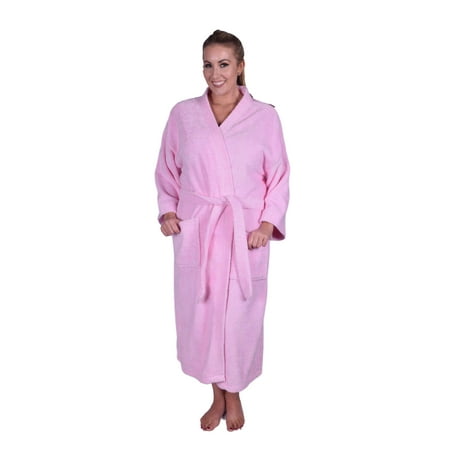 

Puffy Cotton Adult Unisex Kimono Bath Robe 100% Natural Soft Cotton - Light Pink