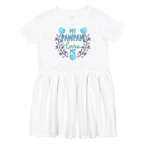 Inktastic My Pawpaw Loves Me with Flowers and Hearts Girls Toddler Dress