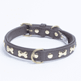 thumbnail image 1 of ROTTERDAM BONES Leather Dog Collar Single- Row Bones, 1 of 2