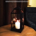 thumbnail image 3 of Hosley 14-Inch High Large Clear Glass Iron Classic Style Lantern Elegant Candle Holder, 3 of 5