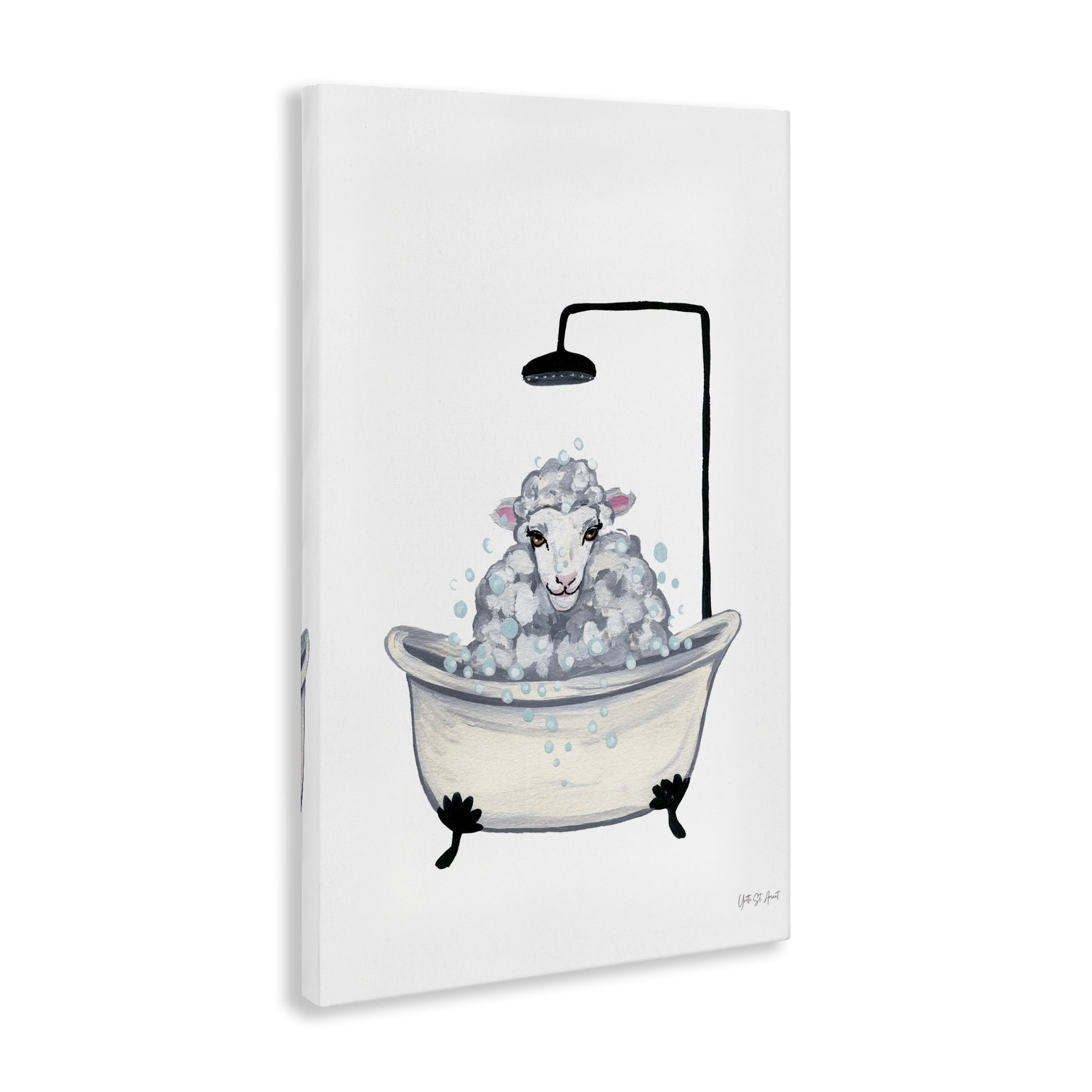 Stupell Industries Farm Sheep Bathtub Typography Painting Gallery Wrapped Canvas Art Print Wall Art, 16 x 24