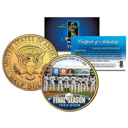 - YANKEE STADIUM FINAL SEASON 2008 JFK Half Dollar Gold Plated US Coin DEREK JETER