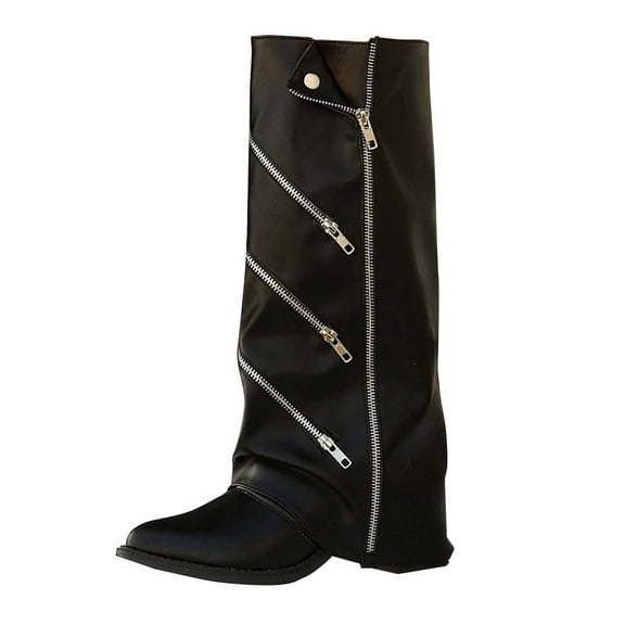 Black Ladies Long Tube Boots With Zipper And Pointed Toe For Elevation Comfortable During Cold Months