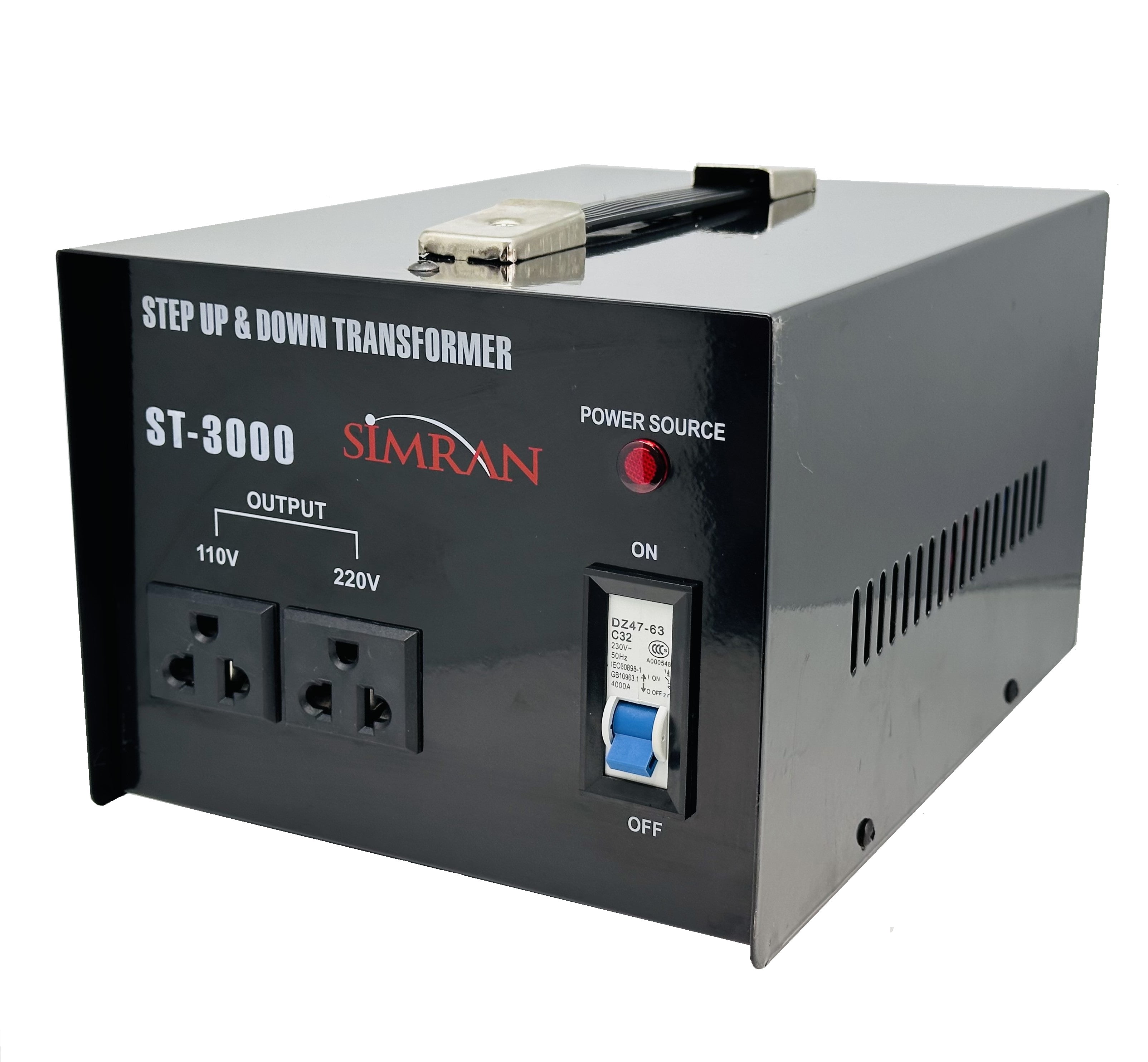 Simran ST-3000 Watts Voltage Converter Transformer - Step Up/Down - 110v to 220v / 220v to 110v Power Converter - Circuit Breaker Protection, CE Certified