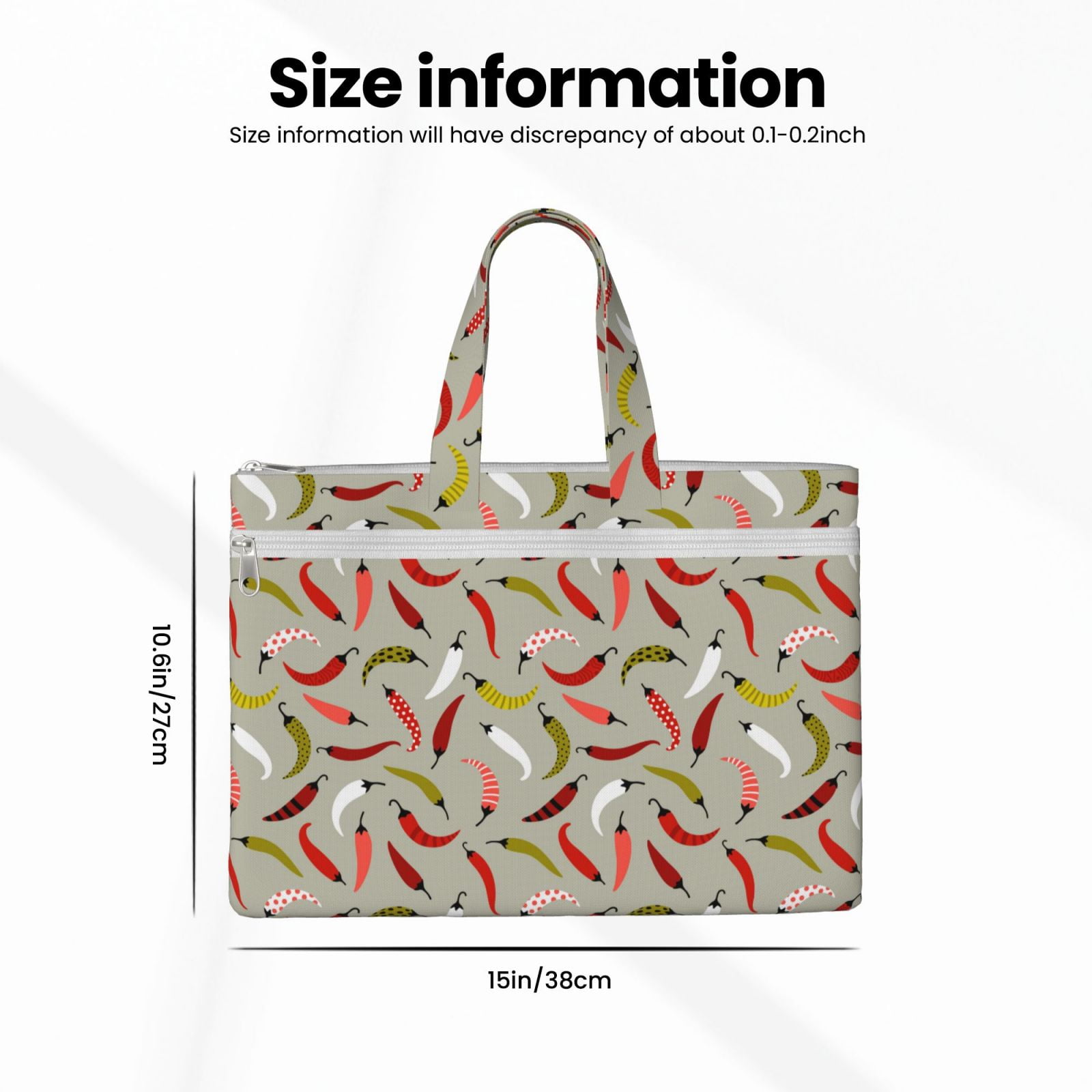 Kdxio Colorful Chili File Tote Document Bag Business Briefcase Bag Document Organizer Tote Briefcase for Letter A4 Files Business Teacher Office Bag