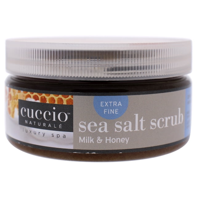 Exfoliante de sal marina - Leche y miel de Cuccio Naturale para mujeres - Exfoliante de 8 oz Cuccio Sea Salt Scrub - Milk and Honey Scrub Dama 8 oz