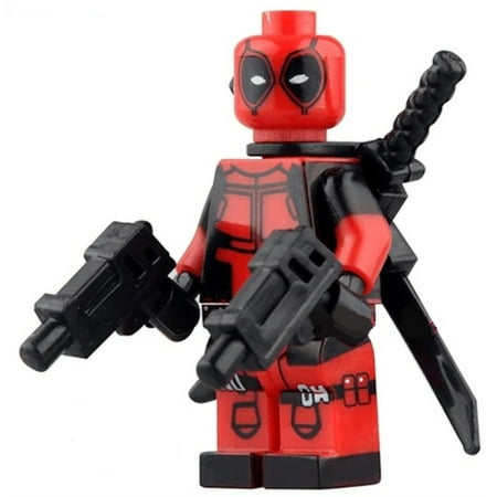 Deadpool Two Guns Two Swords Action Figure Style Building Blocks Crazy Superhero Toy-BB-16