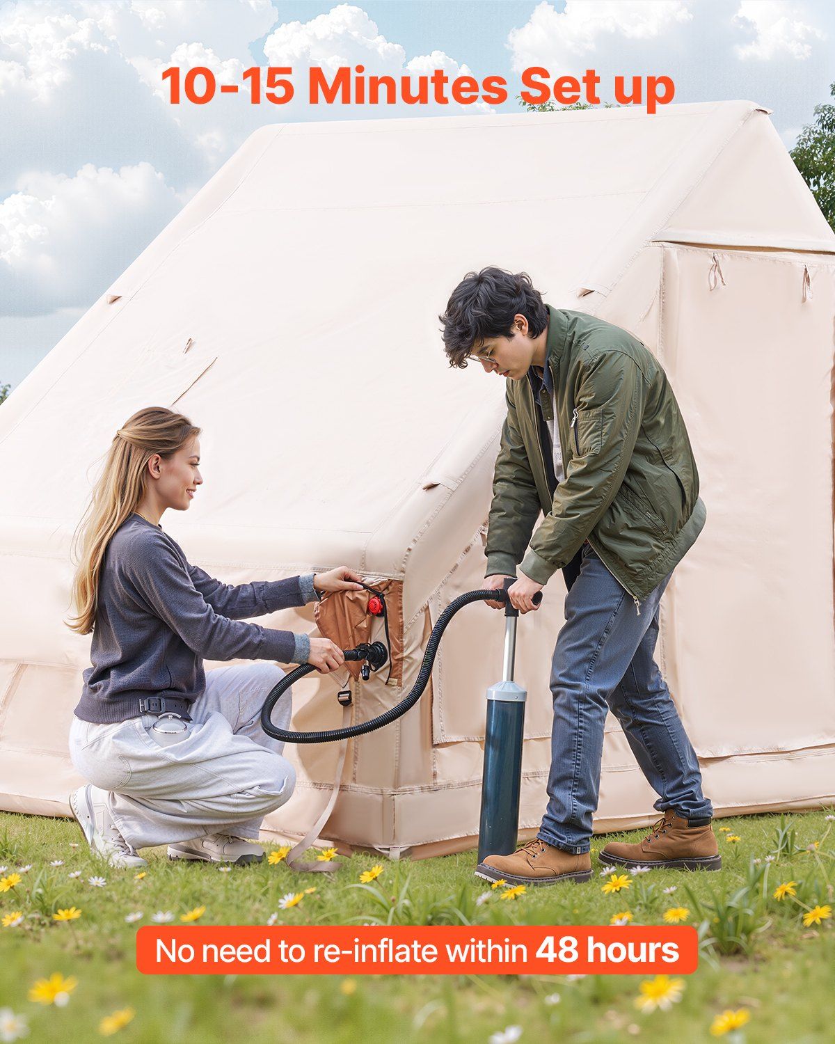 Easy Setup 4-6 Person Inflatable Tent for Camping