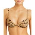 thumbnail image 1 of WeWoreWhat Womens Ruched Underwire Bikini Top, Medium,,Tan Tiger, 1 of 3