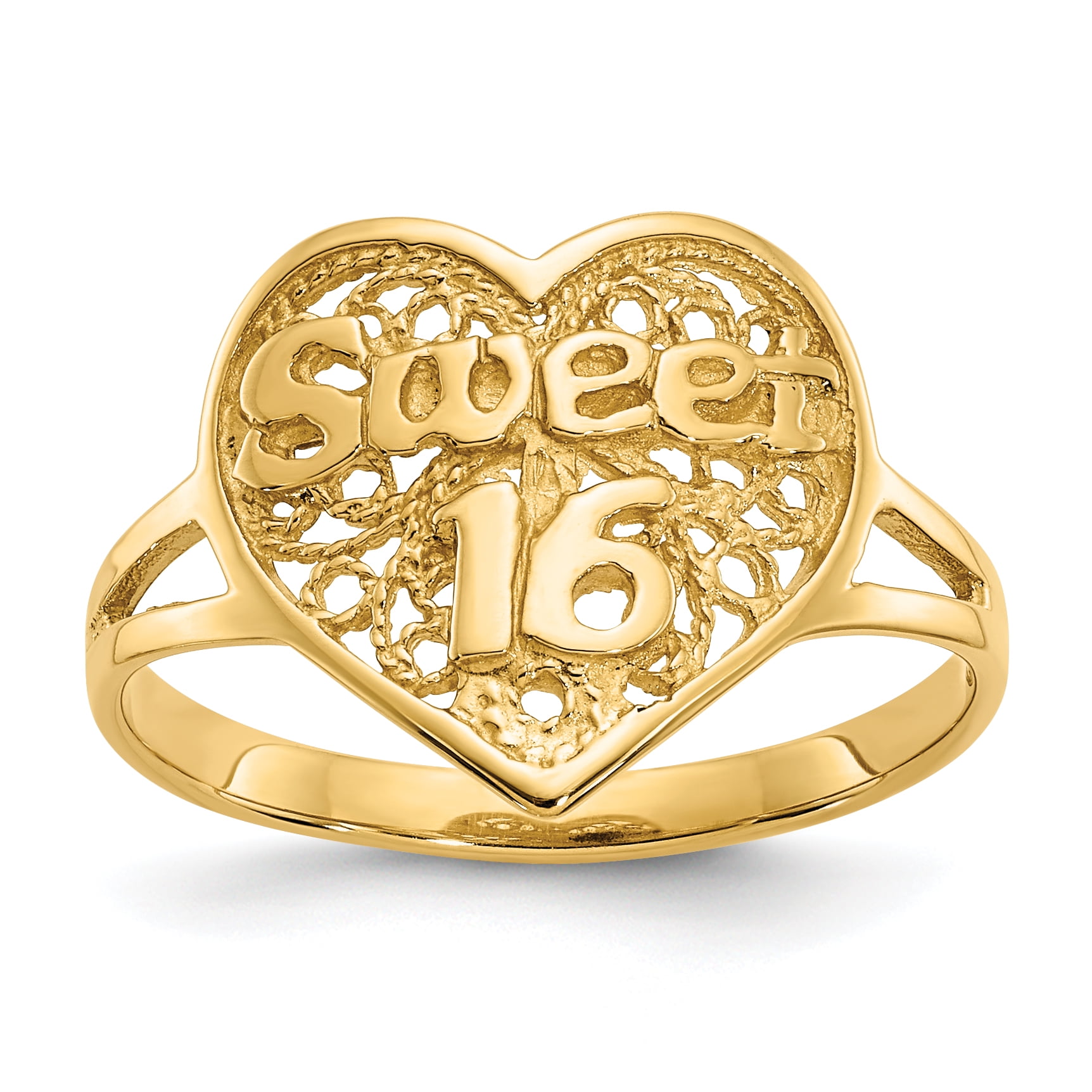 Bague 16 Coeurs en Or Jaune 14 Carats Walmart